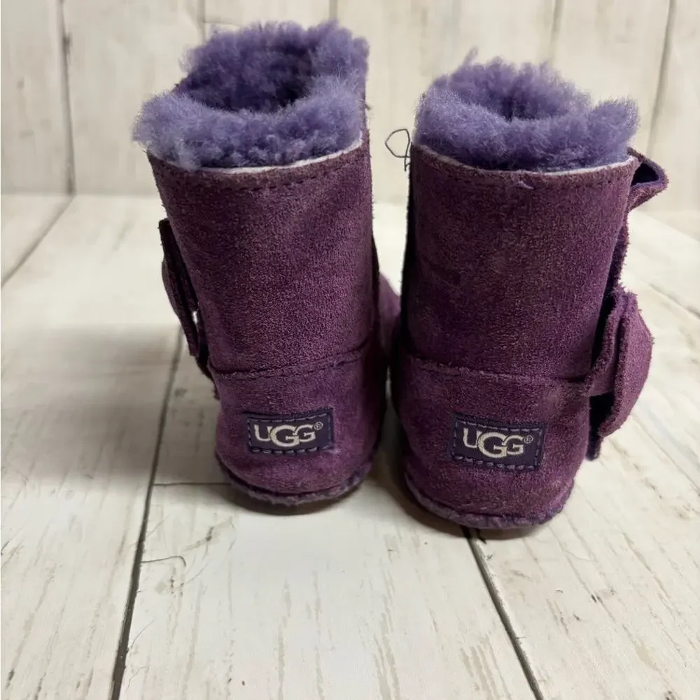 UGG Baby Cabby booties in purple suede with a bow detail Infant Size 2